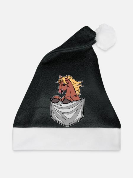 Islandpferde Pferdeliebe Pferde Pferdefan - Weihnachtsmütze - Schwarz/Weiß - Vorne