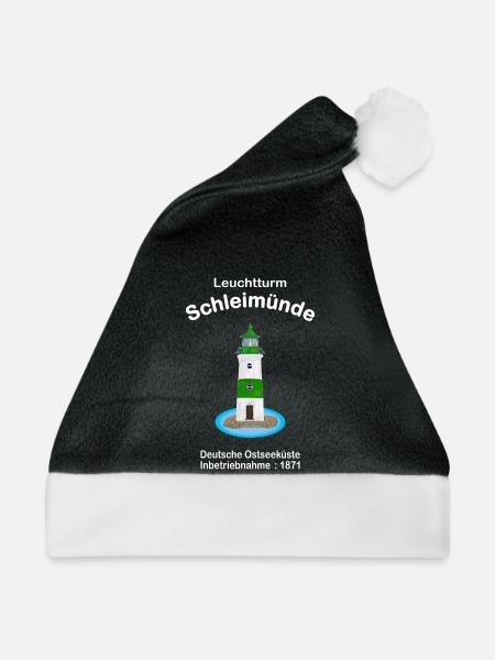 Leuchtturm Schleimünde grün-weiß Ostsee, Zeichnung - Weihnachtsmütze - Schwarz/Weiß - Vorne