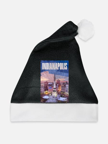 Indianapolis Skyline am Monument Circle - Weihnachtsmütze - Schwarz/Weiß
