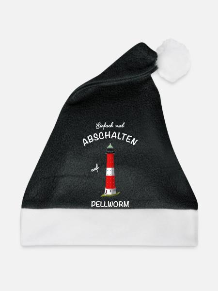 Kultiger Leuchtturm Pellworm, Nordsee, Abschalten - Weihnachtsmütze - Schwarz/Weiß - Vorne
