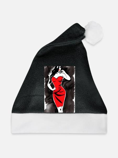 Pin up 2 - Weihnachtsmütze - Schwarz/Weiß