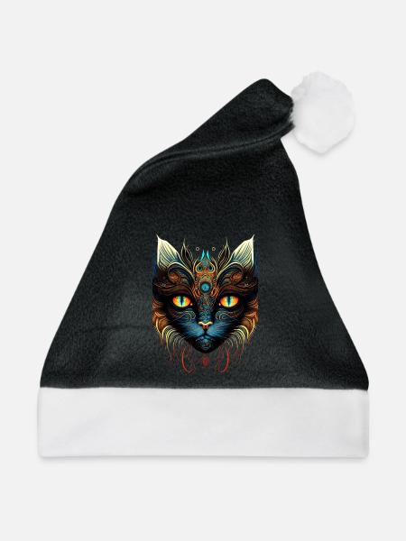Kosmische Katze - Weihnachtsmütze - Schwarz/Weiß