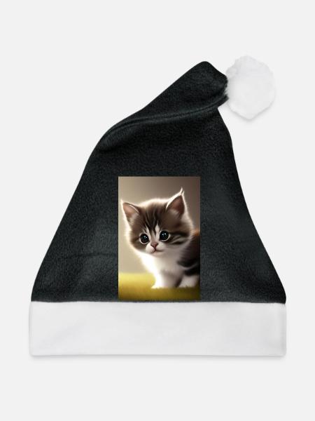 Baby Katze - Weihnachtsmütze - Schwarz/Weiß