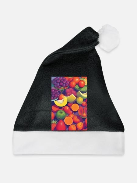 Früchte - Weihnachtsmütze - Schwarz/Weiß