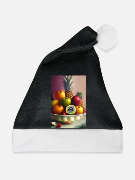 Früchte - Weihnachtsmütze - Schwarz/Weiß