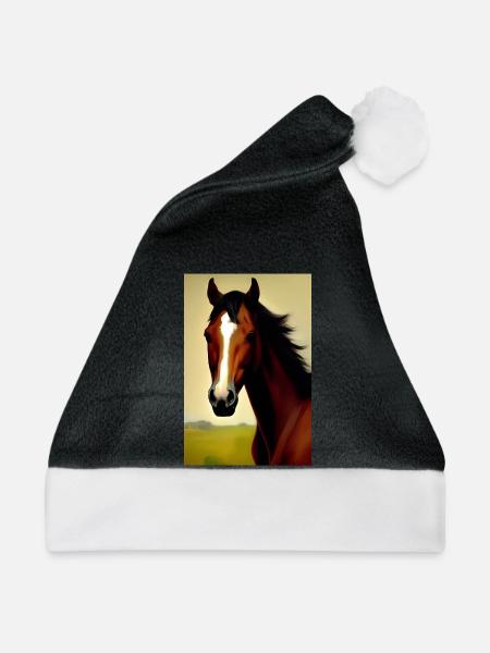 Pferdekopf Öl Malerei - Weihnachtsmütze - Schwarz/Weiß