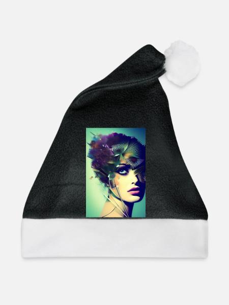 Abstrakte Gesichts Kunst - Weihnachtsmütze - Schwarz/Weiß