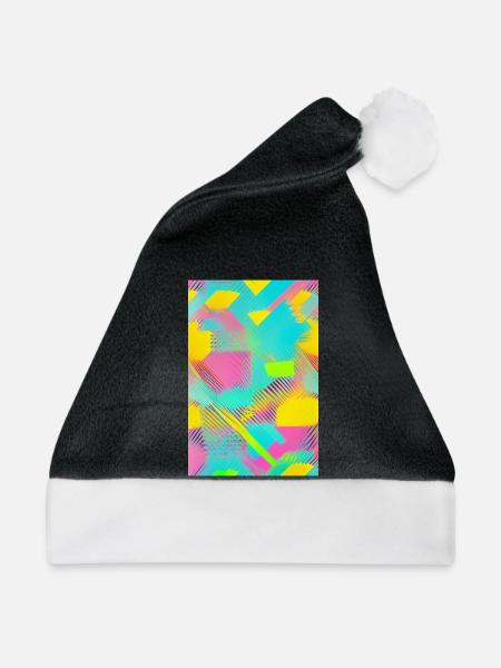 Retro Muster Bunt - Weihnachtsmütze - Schwarz/Weiß