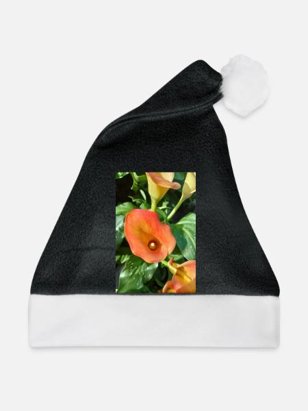 Orange Calla Blütenzauber - Weihnachtsmütze - Schwarz/Weiß