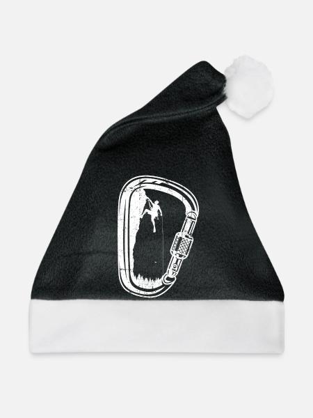 Kletterer-Silhouette im Karabiner - Weihnachtsmütze - Schwarz/Weiß