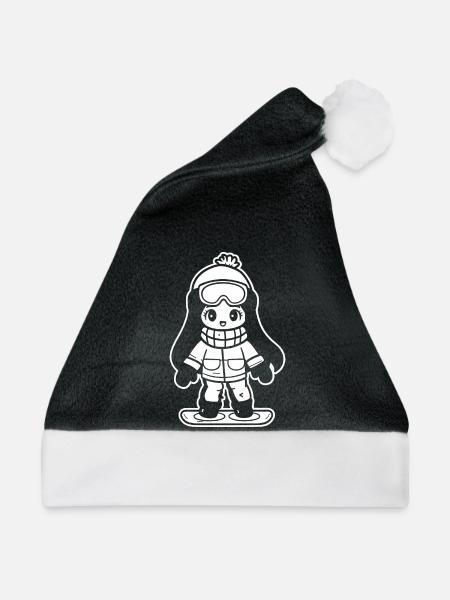 Snowboarder Mädchen - Weihnachtsmütze - Schwarz/Weiß