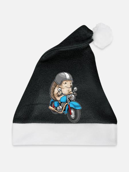 Igel Motorrad - Weihnachtsmütze - Schwarz/Weiß