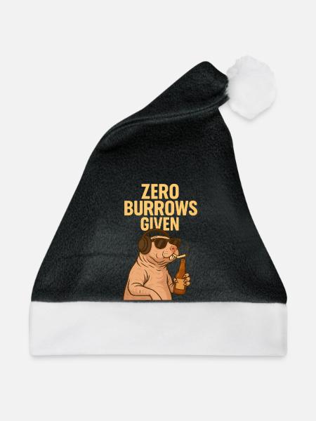 Rebellischer Nacktmull – Zero F*cks Given - Weihnachtsmütze - Schwarz/Weiß