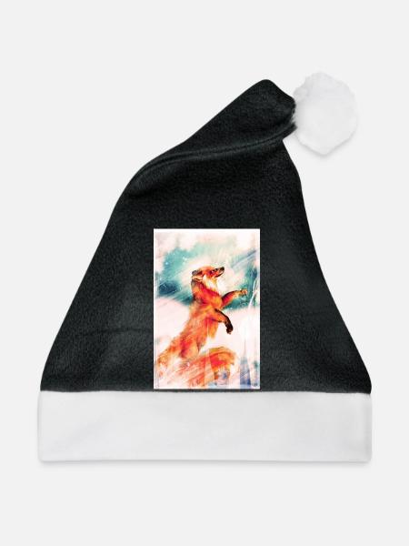 Winter Fuchs. - Weihnachtsmütze - Schwarz/Weiß - Vorne
