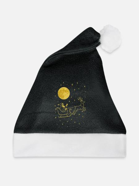 Funkelnder Weihnachtsmann im Rentierschlitten - Weihnachtsmütze - Schwarz/Weiß