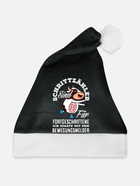 Schrittzähler? Ich nutze den Bewegungsmelder - Weihnachtsmütze - Schwarz/Weiß - Vorne