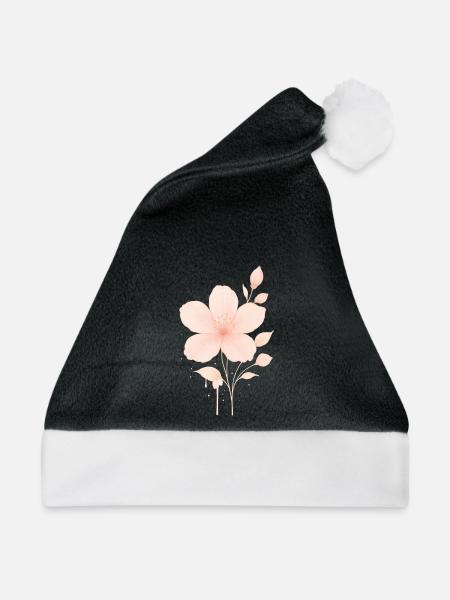 Pfirsich Rosé Blüten Wasserfarbe - Weihnachtsmütze - Schwarz/Weiß - Vorne