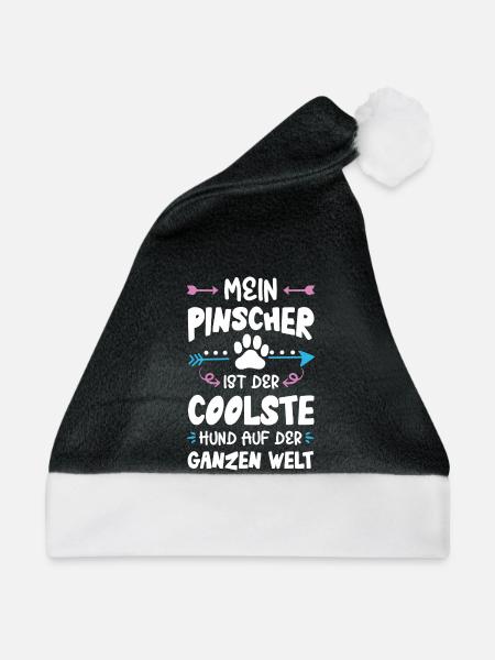 pinscher hund spruch - Weihnachtsmütze - Schwarz/Weiß - Vorne