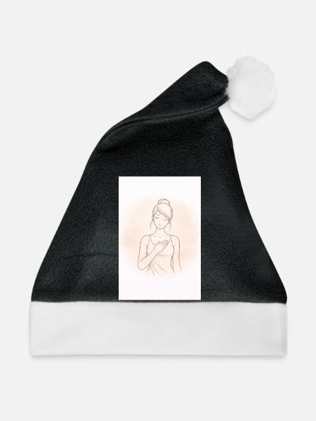Herzberührung in zarter Skizze - Weihnachtsmütze - Schwarz/Weiß