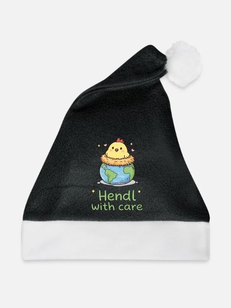 Hendl with Care – Wortspiel Dialekt & Umwelt - Weihnachtsmütze - Schwarz/Weiß