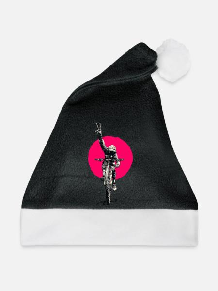 Motocross Peacezeichen Neon Rosa - Weihnachtsmütze - Schwarz/Weiß