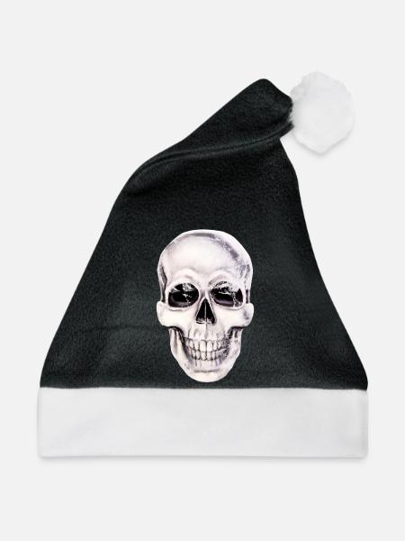 Totenkopf Dark Art Schädeldesign Original - Weihnachtsmütze - Schwarz/Weiß - Vorne