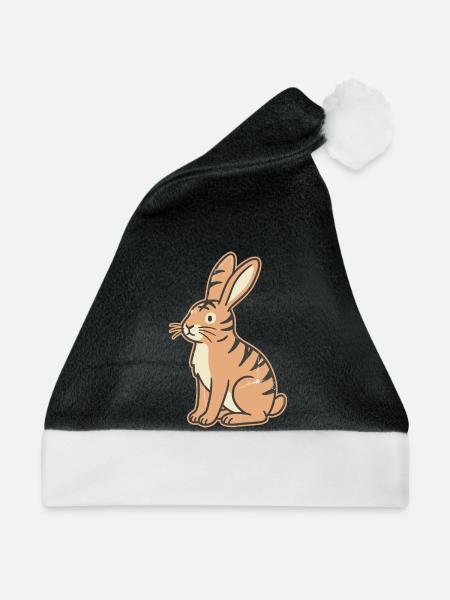 Pastell-Tabby-Kaninchen-Streifen Tabby - Weihnachtsmütze - Schwarz/Weiß