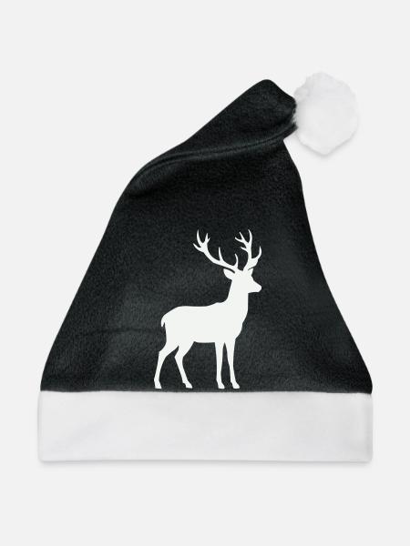 Hirsch Silhouette - Weihnachtsmütze - Schwarz/Weiß