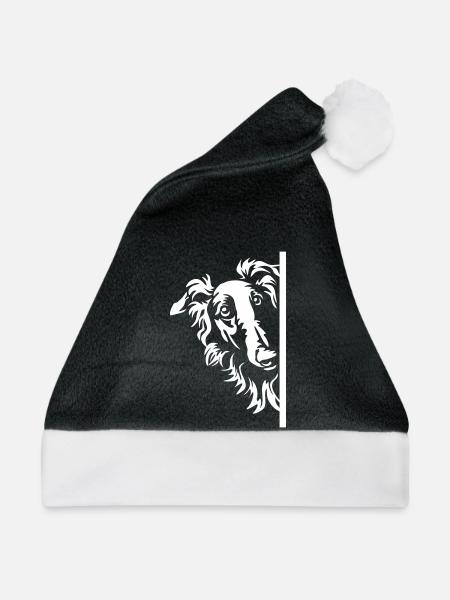 Barsoi Kopf "Black Edition" - Weihnachtsmütze - Schwarz/Weiß