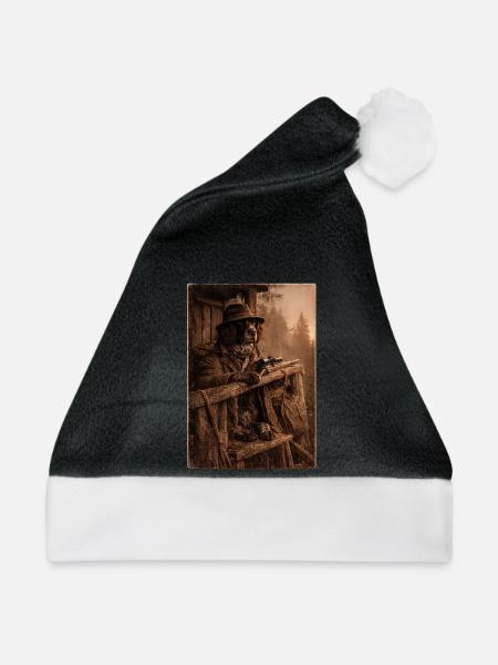 Abendansitz - Deutsch Langhaar - Weihnachtsmütze - Schwarz/Weiß