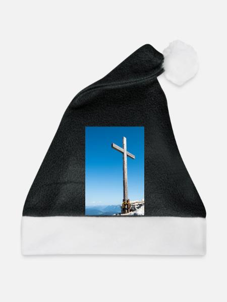 Gipfelkreuz in den deutschen Alpen - Weihnachtsmütze - Schwarz/Weiß