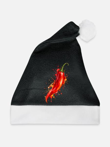 Chili Splash Kunstmotiv - Weihnachtsmütze - Schwarz/Weiß