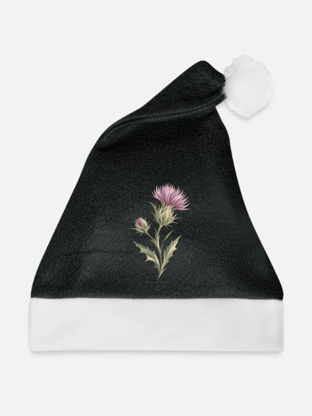 Wildblumen im Aquarell - Weihnachtsmütze - Schwarz/Weiß