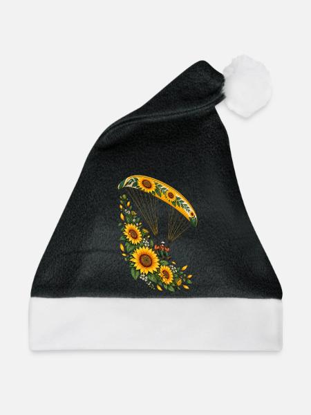 Sonnenblumen Paragliding Kunst - Weihnachtsmütze - Schwarz/Weiß