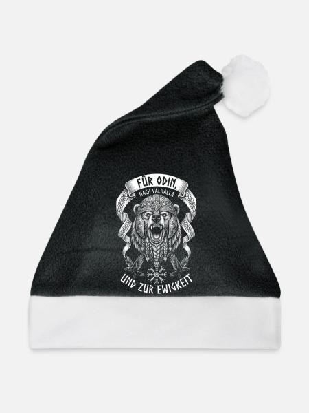  wikinger Odinbär Emblem - Weihnachtsmütze - Schwarz/Weiß - Vorne