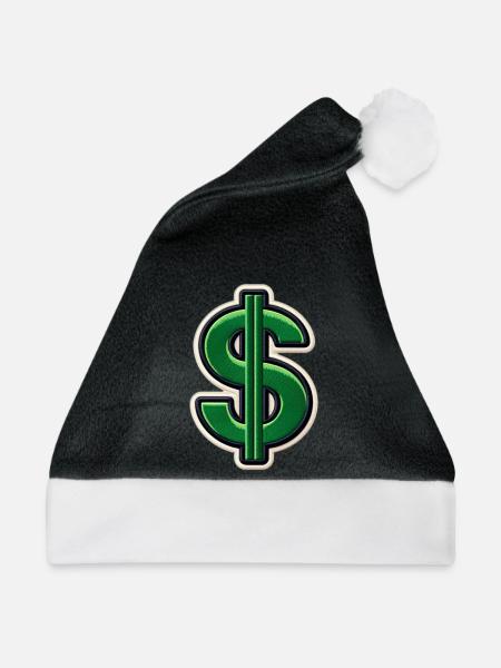 Grüner Dollar-Patch Stickerei - Weihnachtsmütze - Schwarz/Weiß