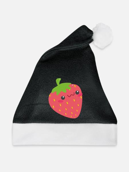 Erdbeere - Weihnachtsmütze - Schwarz/Weiß