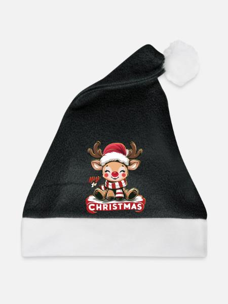 "Baby's First Reindeer Christmas" - Weihnachtsmütze - Schwarz/Weiß