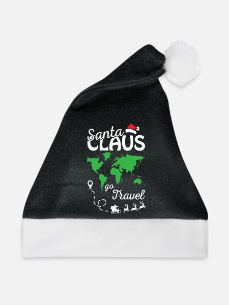 Santa Claus Go Travel Merry Christmas - Weihnachtsmütze - Schwarz/Weiß