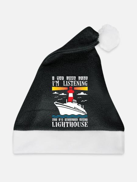 Thinking About Lighthouse Lovers Lighthouse - Weihnachtsmütze - Schwarz/Weiß