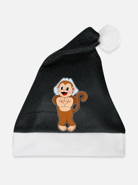 Affe Braut Schleier Hochzeit - Weihnachtsmütze - Schwarz/Weiß