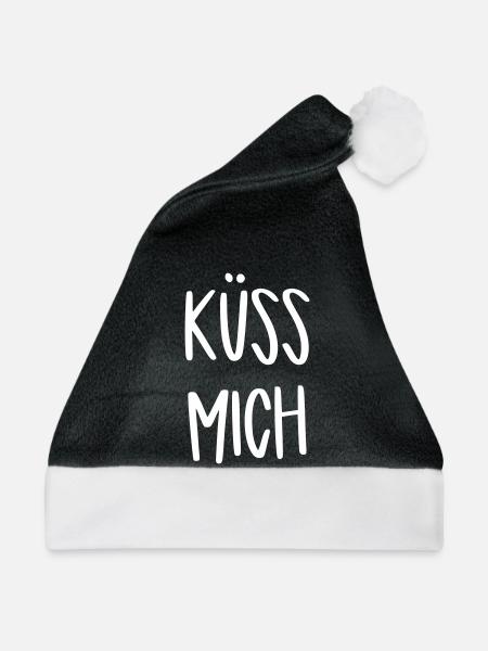 küss mich - Weihnachtsmütze - Schwarz/Weiß - Vorne