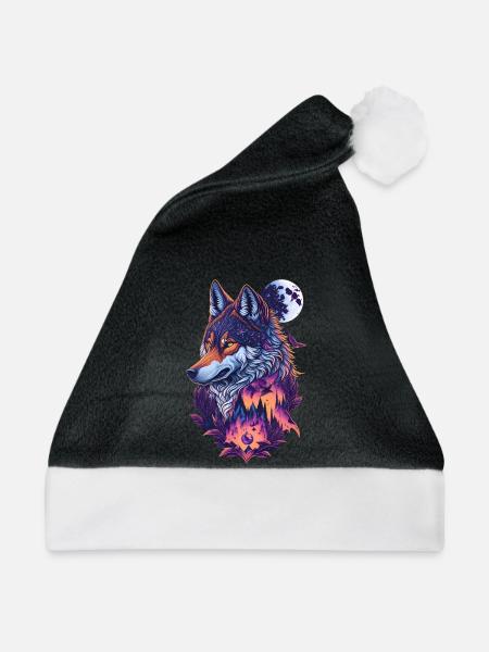 Wolf - Weihnachtsmütze - Schwarz/Weiß