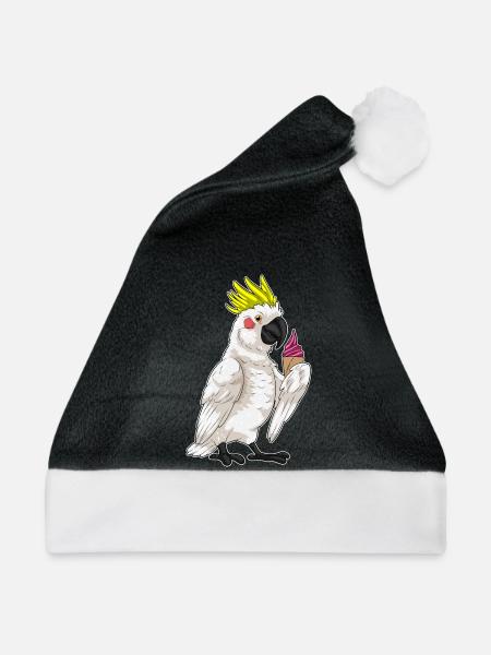 Papagei Waffeleis - Weihnachtsmütze - Schwarz/Weiß - Vorne