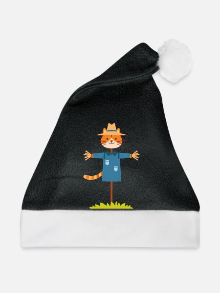 Vogelscheuche Katze - Weihnachtsmütze - Schwarz/Weiß