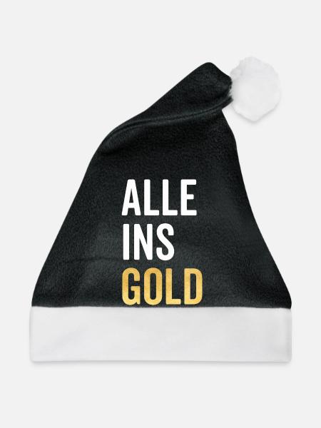 Alle ins Gold - Weihnachtsmütze - Schwarz/Weiß - Vorne