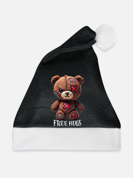 Kostenlose Umarmungen Teddybär - Weihnachtsmütze - Schwarz/Weiß