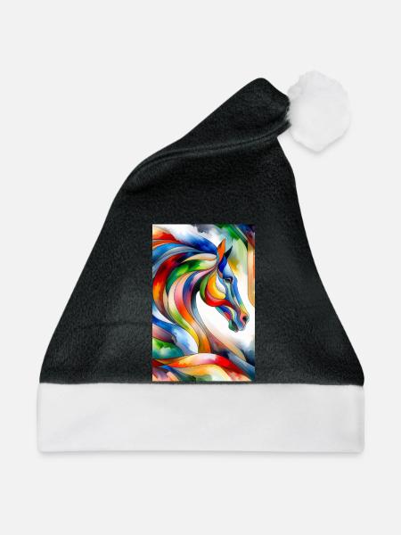 Pferd abstrakt - Weihnachtsmütze - Schwarz/Weiß