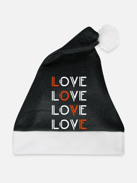 Love / Liebe - Weihnachtsmütze - Schwarz/Weiß