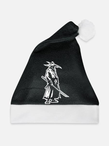 Mystischer Samurai mit Katana - Weihnachtsmütze - Schwarz/Weiß - Vorne
